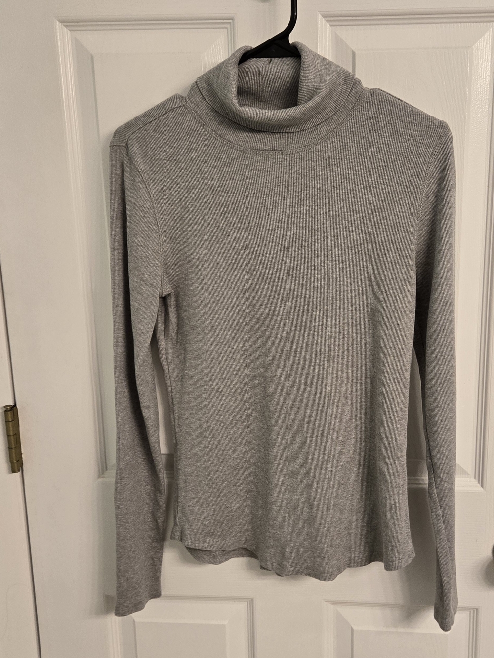 Elie Tahari Heather Gray Ribbed Turtleneck Top Pima Cotton Modal Blend Size S